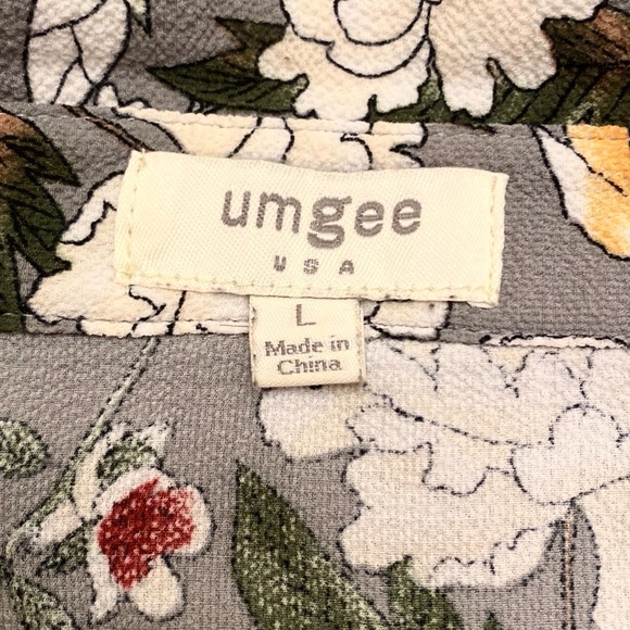 Umgee Grey White Floral Boho Lace Sleeveless Button Down Collared Mini Dress L - Picture 8 of 9